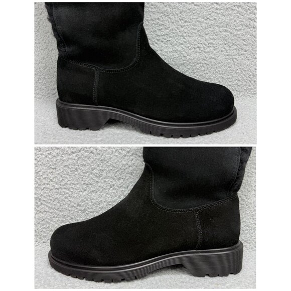La Canadienne Boots Womens 6.5 Shoes Black Suede Tall Knee High Calf Shearling - Picture 9 of 12